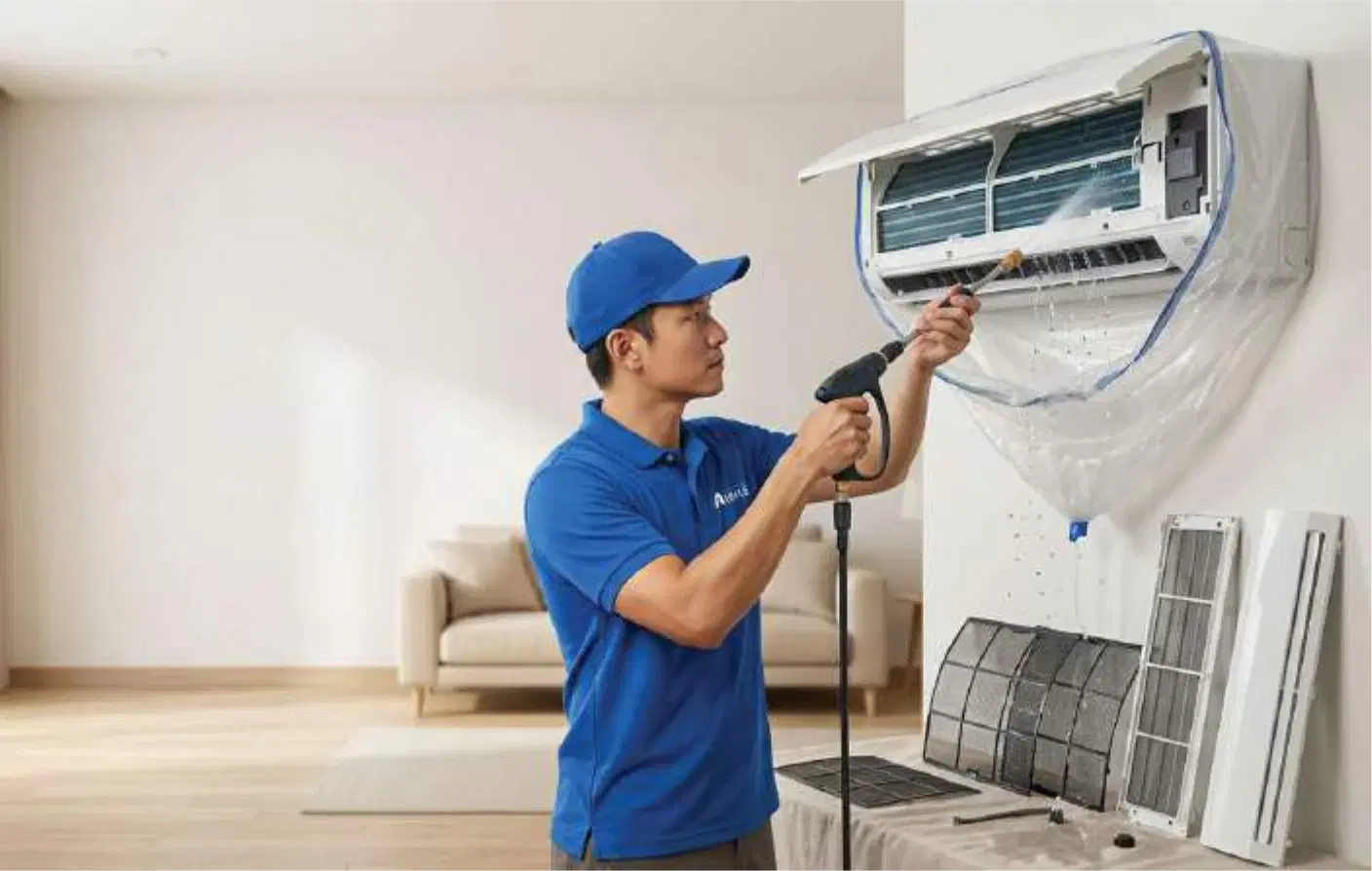 Complete cleaning of filters, colis & panels